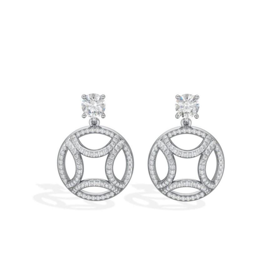 Boucles D'Oreilles Loyal.e Paris | Boucles D'Oreilles Pendantes Perpetuel.Le X2 Pavees 18K - Loyal.E Paris