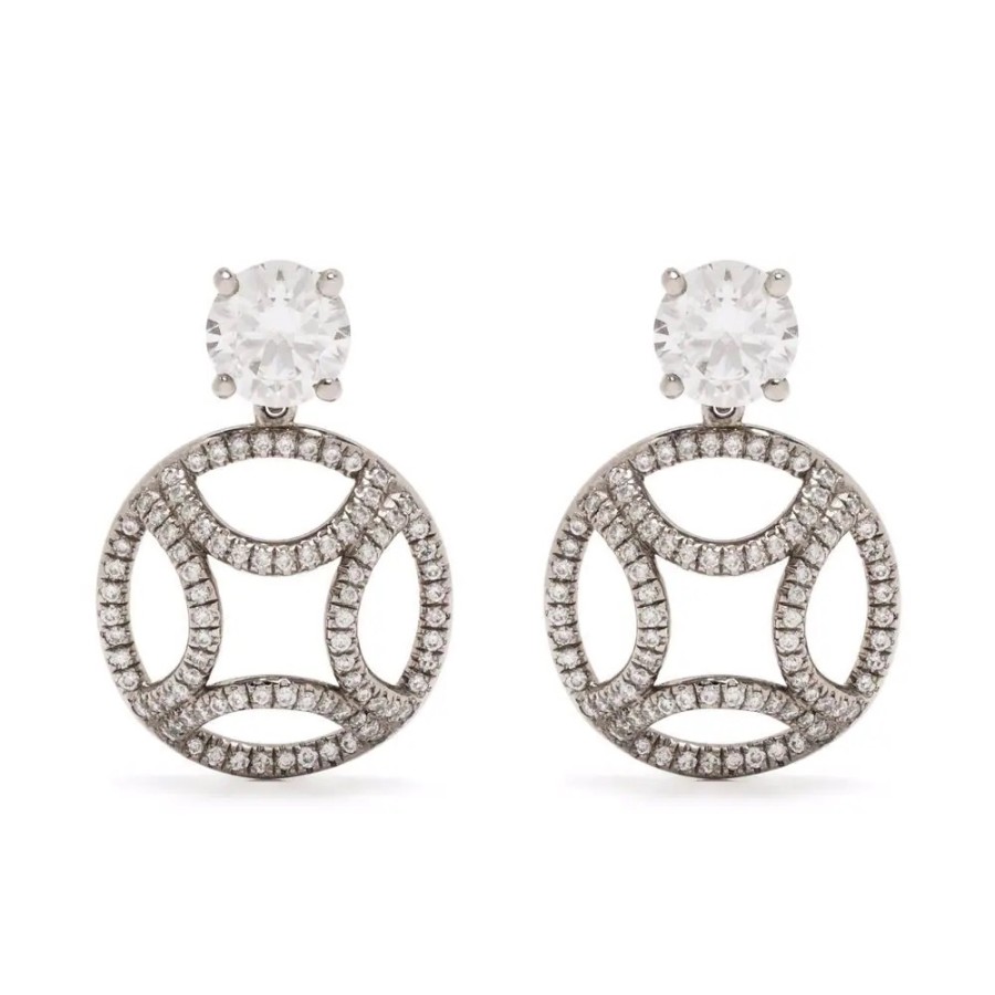 Boucles D'Oreilles Loyal.e Paris | Boucles D'Oreilles Pendantes Perpetuel.Le X2 Pavees 18K - Loyal.E Paris